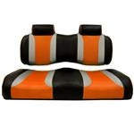 Tsunami Black–Liquid Silver w/ Orange Wave YAMAHA DRIVE Front Seat Cushions