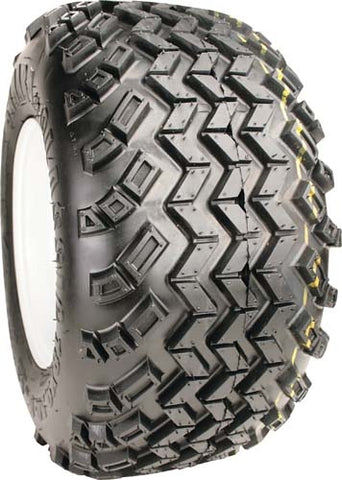 18x9.50-8, 4-ply, All Terrain Sahara Classic off-road tire on new white rim.