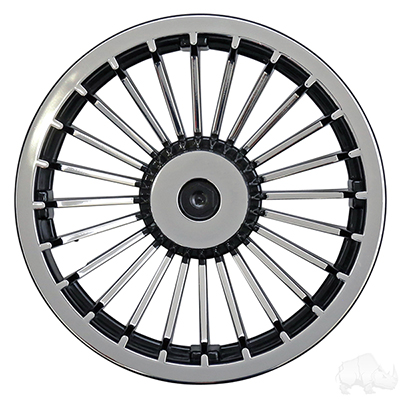 WHEEL COVER, 8" TURBINE BLACK/CHROME