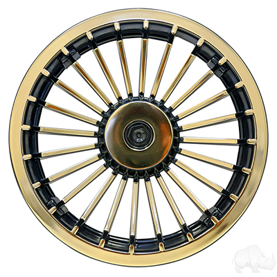 WHEEL COVER, 8" TURBINE BLACK/GOLD