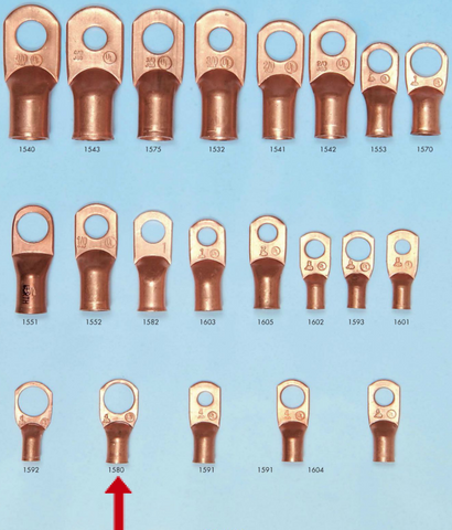 557.1581 Copper Lug 4 Gauge Wire End 3/8" Hole