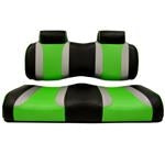 Tsunami Black–Liquid Silver w/ Green Wave EZGO TXT/RXV Front Seat Cushions