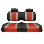 Tsunami Shockjet–Liquid Silver w/ Hot Rod Red  EZGO TXT/RXV Front Seat Cushions