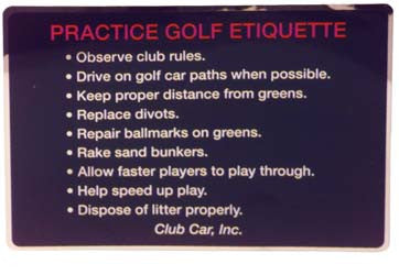 1013390 Golf Etiquette Decal - Club Car 1992 to 1997