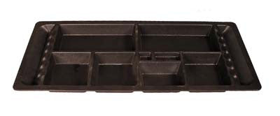 Black plastic under seat tray with small compartments. For Club Car electric 1982-up DS cars.