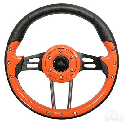 RHOX Steering Wheel, Aviator 4 Orange Grip/Black Spokes 13" Diameter