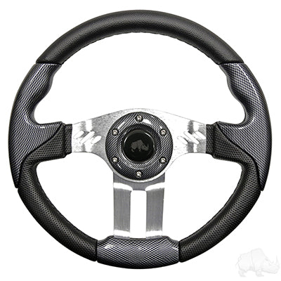RHOX Steering Wheel, Aviator 5 Carbon Fiber Grip/Brushed Aluminum Spokes 13" Diameter